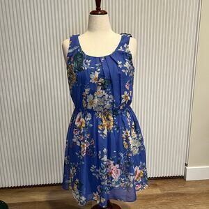 BCX Women's Blue Floral Mini Dress Size L